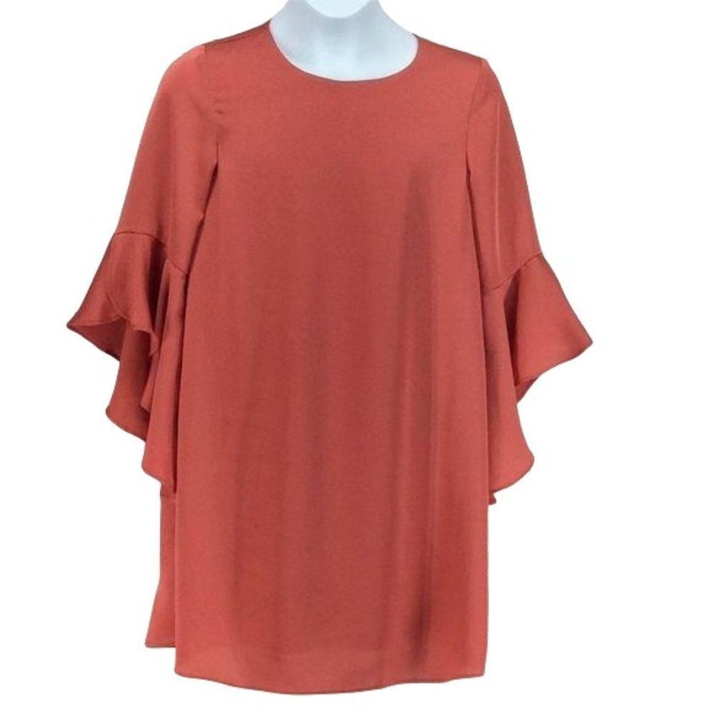 GB Girls Burnt Orange Ruffle Bell‎ Sleeve Shift Dress Size Medium GD8618PYS